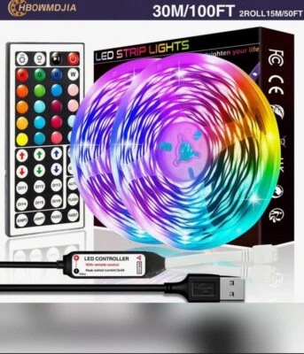 30 mLong RGB LED Strip Lights Music Synchronisation App Control with Remote NEW Foto 1 de 2