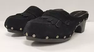 Nine & Company® Nowaday™ Black Suede Studded Clogs Women's Size US 8/EUR 38.5 - Picture 1 of 16
