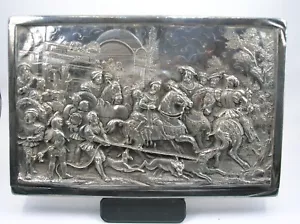 HENRYK WINOGRAD 999 ARGENTO PURO "SCENA DI CACCIA REALE" 4 5/8" X 7 1/8" - B. OFFRR - Foto 1 di 10