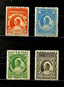 NIGER COAST PROT., BRITISH: 1893 CLASSIC UNUSED STAMPS SCT#37-9, 42 CV $53 SOUND - Picture 1 of 1