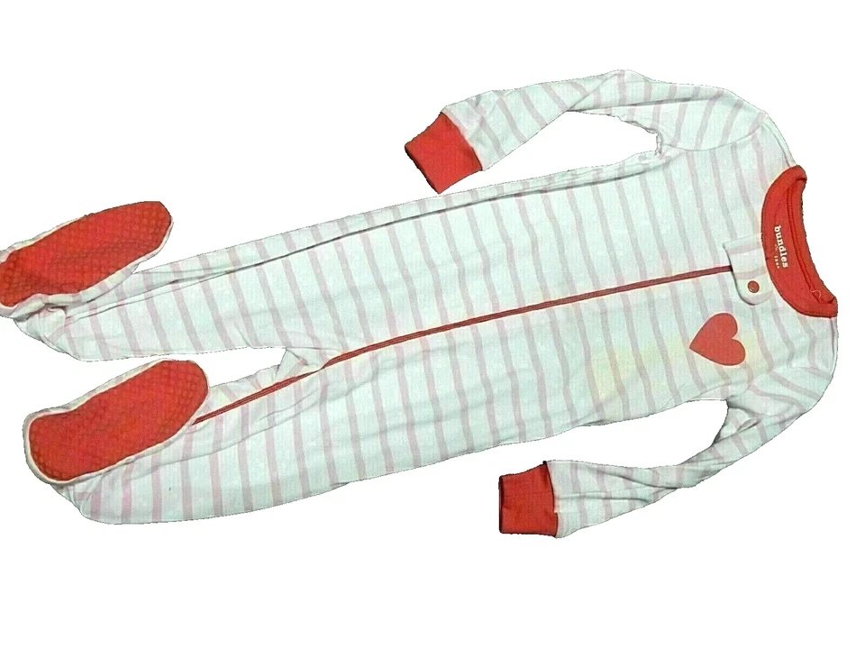 C6!¡GUAU! NUEVO CON ETIQUETAS 9-12M The Children's Place HEART RAYAS Pijama para dormir con patas Foto 1 de 2