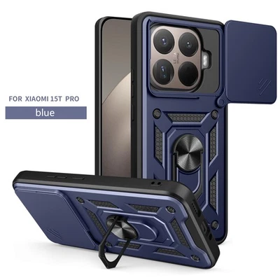 Shockproof Slide Camera Armor Back Ring Stand Case Cover for Xiaomi 15T Pro