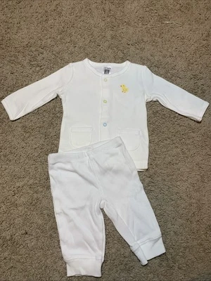 Conjunto Top y Pantalón Carter’s Blanco Manga Larga Talla 3 Meses Bordado Pato Foto 1 de 4