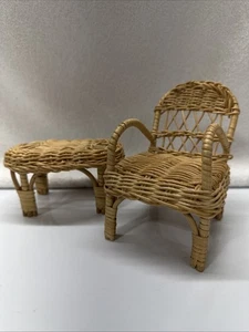 MINI MUEBLES DE MIMBRE DE RATÁN VINTAGE PARA MUÑECAS DE 12" O MINI DECORACIÓN DE JARDÍN. - Imagen 1 de 9