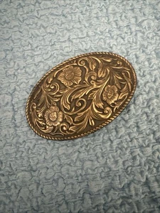Kleine Gürtelschnalle dunkelgold Blume Blätter oval tolle Form - Bild 1 von 2