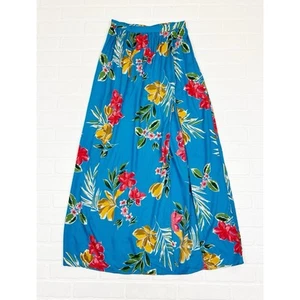 Maxi Falda Tropical Dobladillo Dividido Floral Patrons of Peace Azul Pequeña NUEVA SIN ETIQUETAS - Imagen 1 de 7