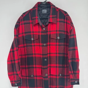 Lizwear Vintage Misto Lana Rosso Bufalo Plaid Trapuntato Foderato Camicia Giacca Cappotto 12 - Foto 1 di 9
