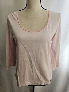 Talbots Shirt Women’s Pink Long Sleeve Scoop Neck Top Size Small 100% Cotton - Picture 1 of 7