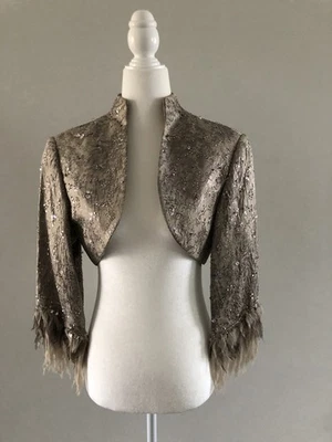 Bolero metálico estampado Victoria Royal vintage años 90 lentejuelas de Mary Bays talla 10 Foto 1 de 4