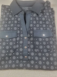 Croft & Barrow Pullover Qtr Snap Top Women's Small Print - Picture 1 of 6