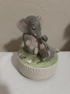 Carillon Quon Quon ceramica mamma bambino elefante alto 7" - Foto 1 di 5
