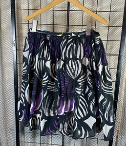 Falda corta en capas Marimekko mezcla seda talla 14 - Imagen 1 de 6