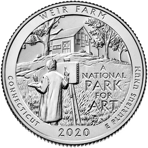 2020 S Weir Farm Quarter NP ATB Series Uncirculated From US Mint roll. - Picture 1 of 3