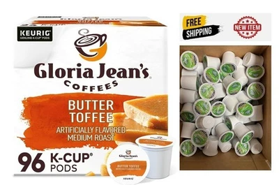Gloria Jean's Butter Toffee Coffee, K-Cup Pod, 96 Count - Wholesale Pack