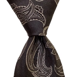 JOS. A. BANK Joseph Men's 100% Silk XL Necktie ITALY Designer PAISELY Gray EUC - Picture 1 of 3
