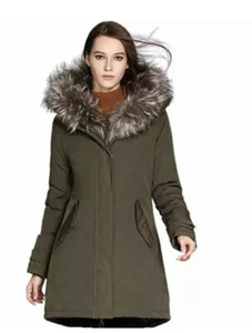 Coutudi Women's Thicken Down Coats Parkas with Hood Removable Fur Collar Trim XL - Picture 1 of 6