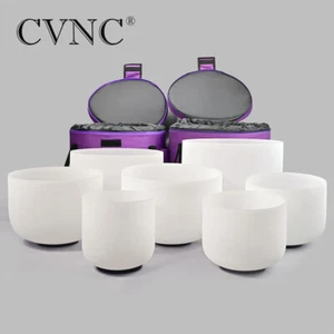 432Hz 8"-14" Set of 7 pcs Quartz Crystal Singing Bowl with Carry Cases - Picture 1 of 6