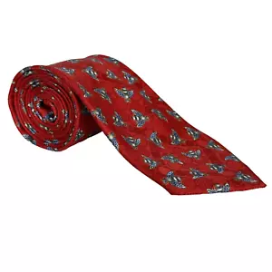 Italo Ferretti Silvi Marina Silk Necktie Red Honeybee Geometric Pattern 4" RARE - Picture 1 of 12
