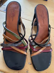 Robert Clergerie Block Heel Strappy Leather Sandels Sz 37 24cms EX DISPLAY - Picture 1 of 7