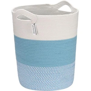 Large Size Cotton Rope Woven Storage Basket With Handles Laundry Hamper Fabric B - Picture 1 of 6