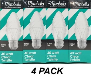 4 x 40W Clear E27 Twisted Candle Light Globes Bulbs Lamps Edison Screw Dimmable - Picture 1 of 6