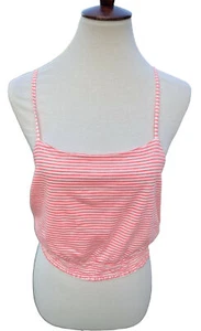 Zara Trafaluc Women's Orange Cotton Striped Crop Tank Top Size M - Picture 1 of 9