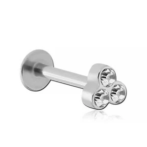 Micro labret acier Triple Strass - Imagen 1 de 3