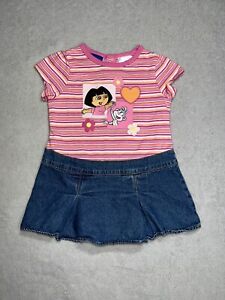 Vintage 2008 Nick Jr Dora The Explorer Dress Girls 18 Months Denim Nickelodeon