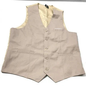 Chaleco para hombre talla XXL con botones cuello en V boda carrera trabajo formal beige bronceado nuevo - Imagen 1 de 4