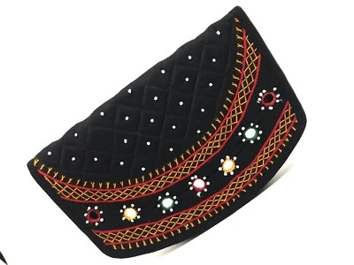 Хлопковый вышитый бумажник для женщин деньги сумочки для девочек стильный Banjara, черный - Изображение 1 из 4