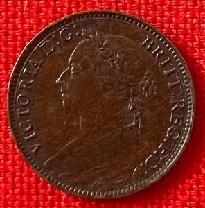 1885 Great Britain 1 Farthing Coin KM# 753 - Rare, Copper AU - Collectible - Picture 1 of 2