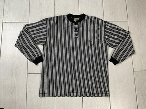 JNCO Jeans Long Sleeve Striped Shirt Mens Small Skater Y2K White Gray Black 90s - Picture 1 of 19