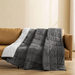 Sherpa Fleece Weighted Blanket Sensory Sleep Therapy Anxiety Sofa Bedding Throw - Picture 1 of 16