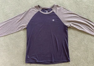 Champion Brand Vapor Men's Large Long Sleeve Blue Workout Baseball Shirt - Picture 1 of 8