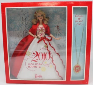 Muñeca Barbie de vacaciones Mattel 2010 vestido rojo y blanco con collar Barbie coleccionista - Imagen 1 de 9