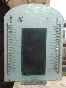 Vintage französische wiederverwendbare Metall Einkaufsliste & Kreidetafel Erinnerung - Bild 1 von 8