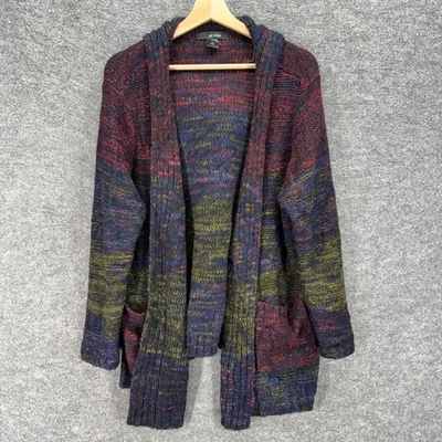 Cárdigan Ali Miles Mujer 1X Plus Azul Rayas Frente Abierto Manga Larga Con Capucha Foto 1 de 4