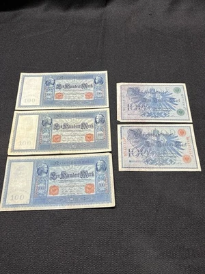 Lote de 5 papeles monederos alemanes originales anteriores a la Primera Guerra Mundial 1908 con fecha Foto 1 de 4