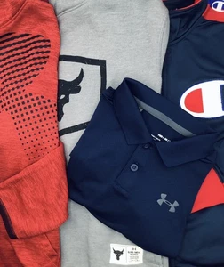 Lot Of 4-Boys Youth Medium Athletic Brand Clothing-Under Armour & Champion - Picture 1 of 10