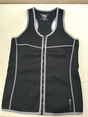 SaunaFX Mujer Ejercicio Entrenamiento Chaleco Talla L Negro Neopreno Sauna Cremallera Completa Foto 1 de 4