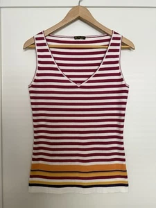 Loro Piana Tanktop Gr. 46 weiß fuchsia gestreift ärmellos N-Ausschnitt Stretch Sommer - Bild 1 von 13