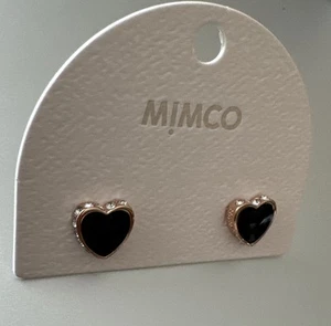 Mimco Lover Heart Stud Earrings In Black RRP$49.95 - Picture 1 of 6