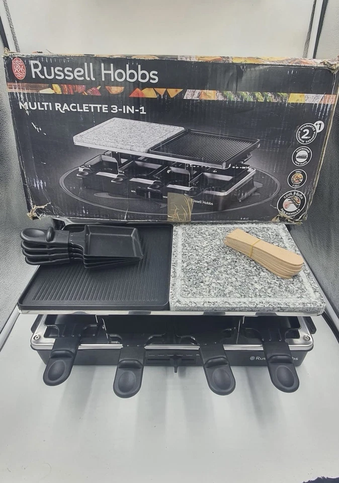 Russell Hobbs XXL Raclette Grill 3in1 Für 8 Personen Naturstein Wendeplatte SALE - Bild 1 von 1
