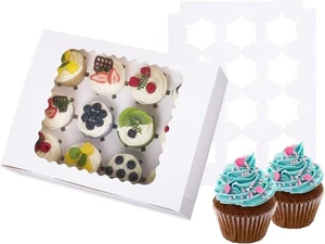 2-Pack White Cupcake Boxes with Window & Insert – 12 Count - Picture 1 of 5