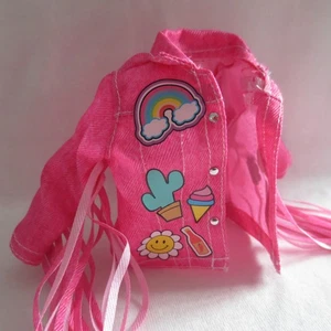 NEW Barbie Extra Fly Travel Desert Music Festival Hippie Doll Pink Denim Jacket - Picture 1 of 6