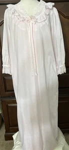 Vintage Shadowline Pale Pink Long Gown & Matching Robe Pockets Sz M Set - Picture 1 of 18