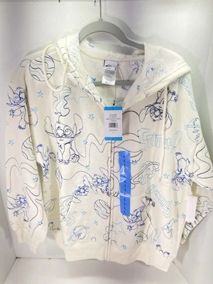 Sudadera con Capucha Disney Stitch Mujer Grande Marfil Cremallera Completa AOP Bordada Nueva con Etiquetas Foto 1 de 4