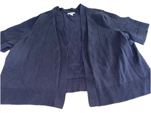 Maglione cardigan Croft & Barrow taglie forti 2X blu navy cotone aperto manica corta - Foto 1 di 9