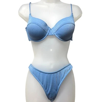 Parte superior inferior de bikini triángulo copa marina talla extra grande 12 14 azul brillante metálico Foto 1 de 4