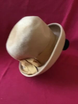 Vtg 1960 Peachfied Wool Felt Henry Pollard Yellow/gold Bowler Hat Smoke/pet Free - Image 1 of 4